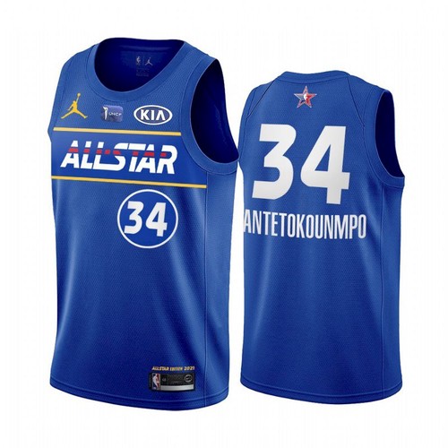 Men's 2021 All-Star #34 Giannis Antetokounmpo Blue NBA Eastern Conference Stitched Jersey